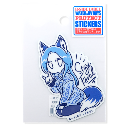 Chica Furry Zorra Pelo Azul ✦ Pegatina B-Side Label
