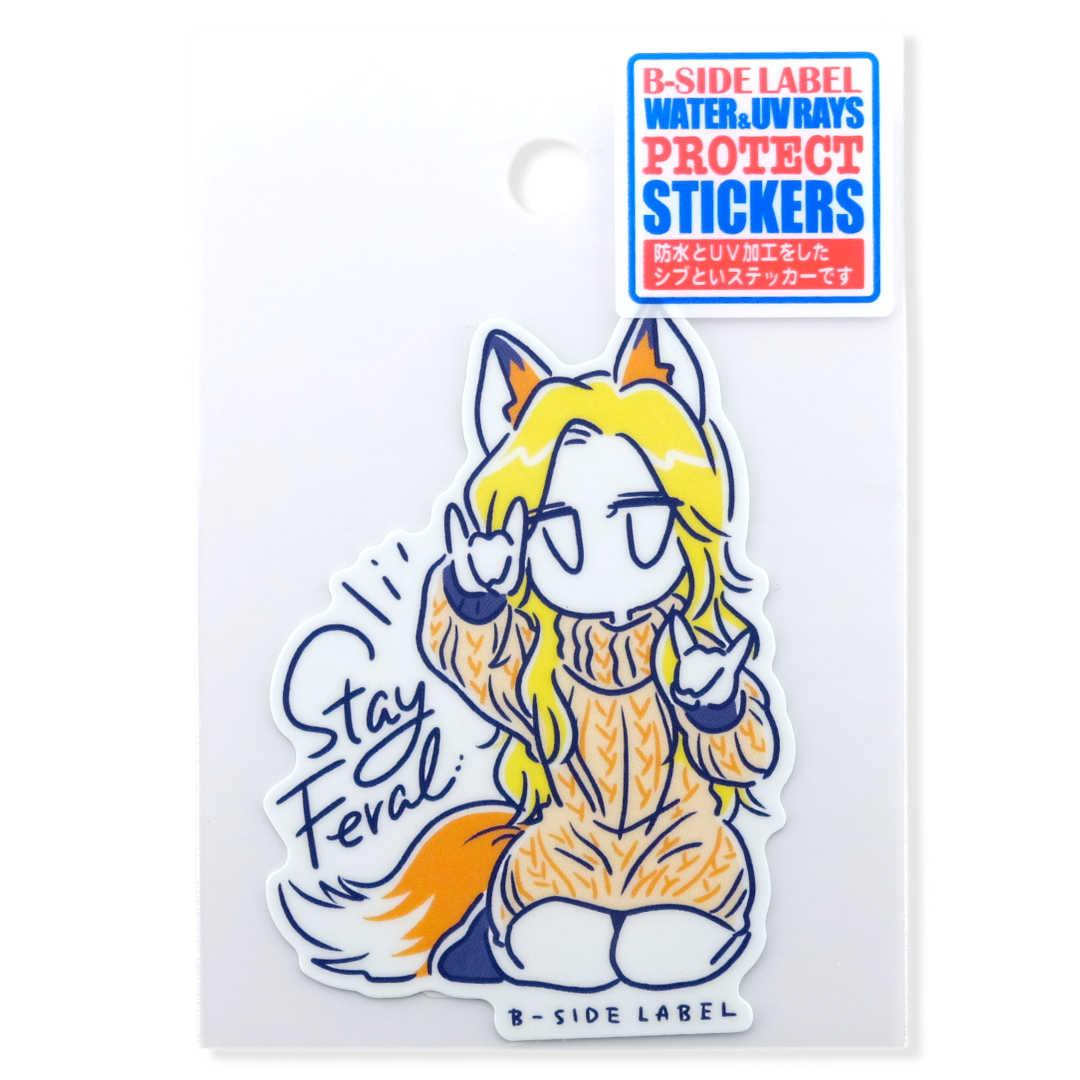 Gelbhaar Fuchs Furry Girl ✦ B-Seite Label Aufkleber