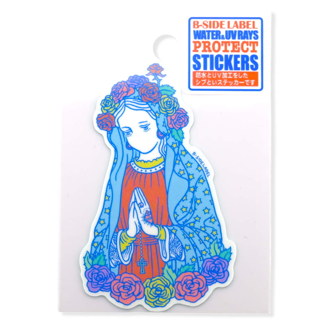 Rose-Covered Mary in Prayer ✦ B-Side Label Sticker