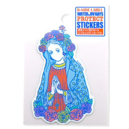 Rose-Covered Mary in Prayer ✦ B-Side Label Sticker