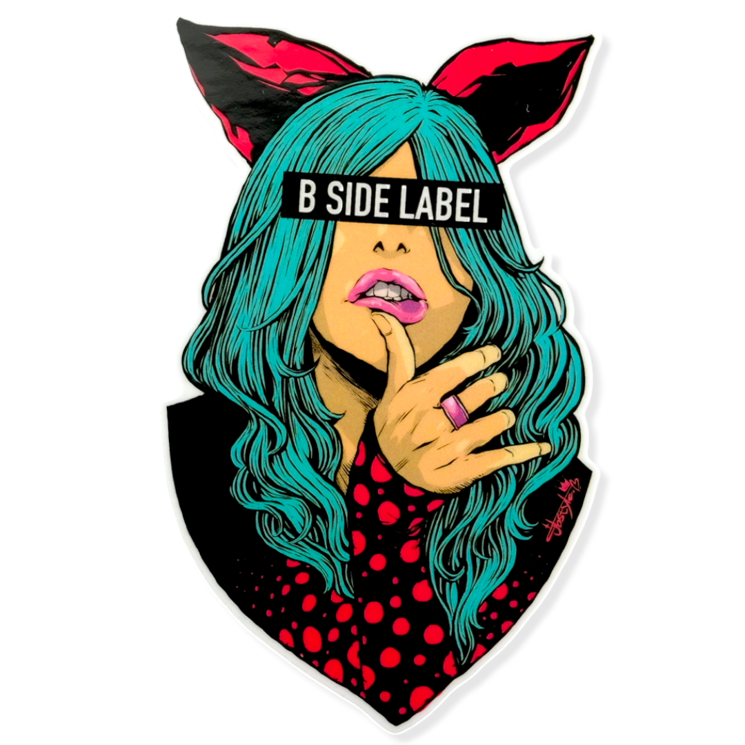 Blue Hair, Fox-Eared Girl ✦ B-Side Label Sticker