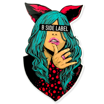 Blue Hair, Fox-Eared Girl ✦ B-Side Label Sticker