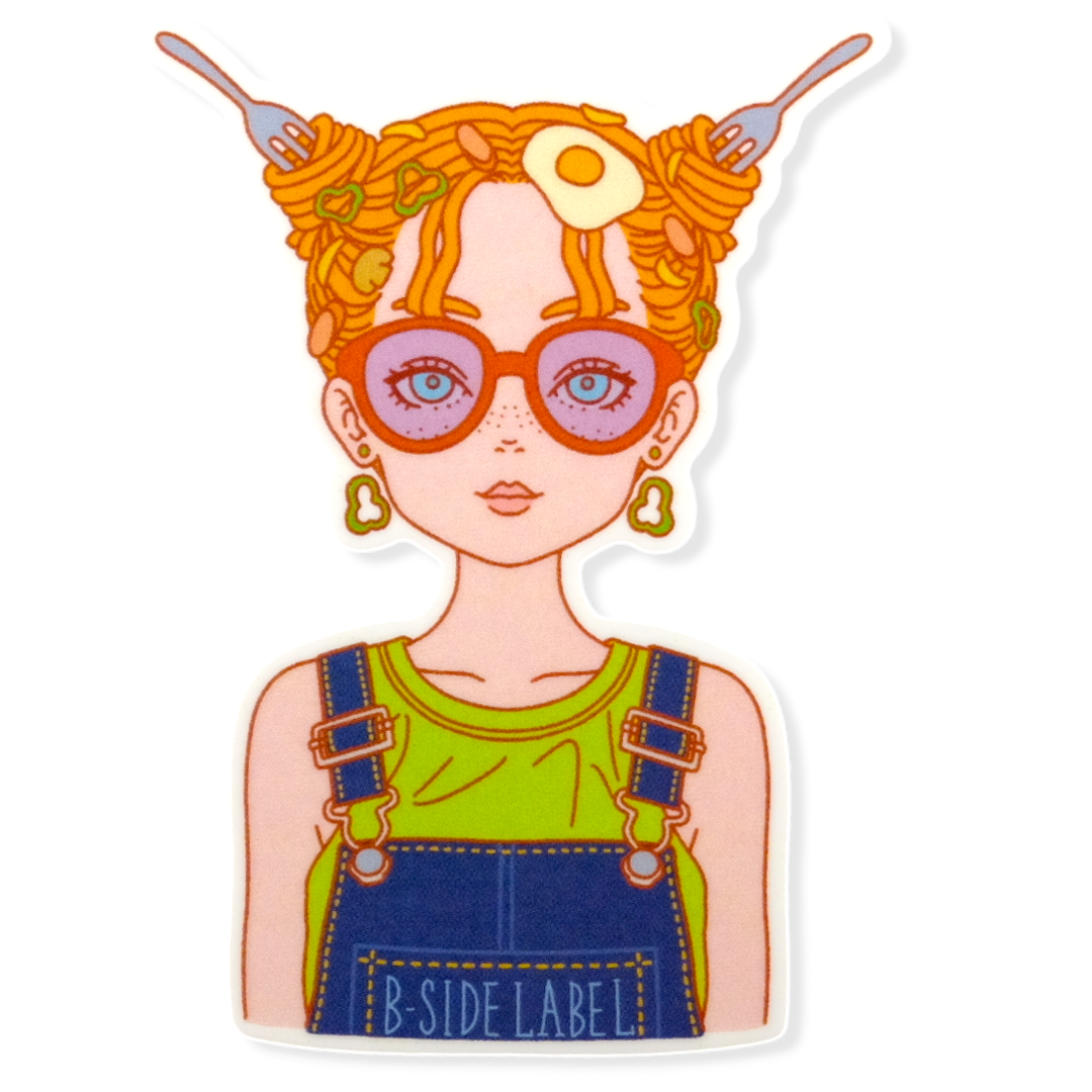 Ramen Noodle Hair Girl ✦ B-Side Label Sticker