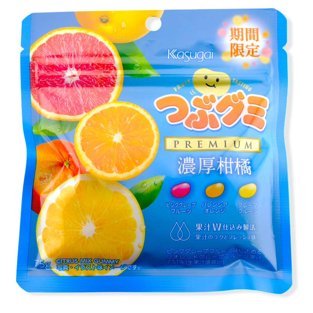 Kasugai Tsubu Premium Gummy ✦ Citrus Mix ✦ Japanese Candy