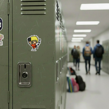 Street Fighter Ken (Shoryuken Pose) ✦ B-Side Label Sticker — locker view
