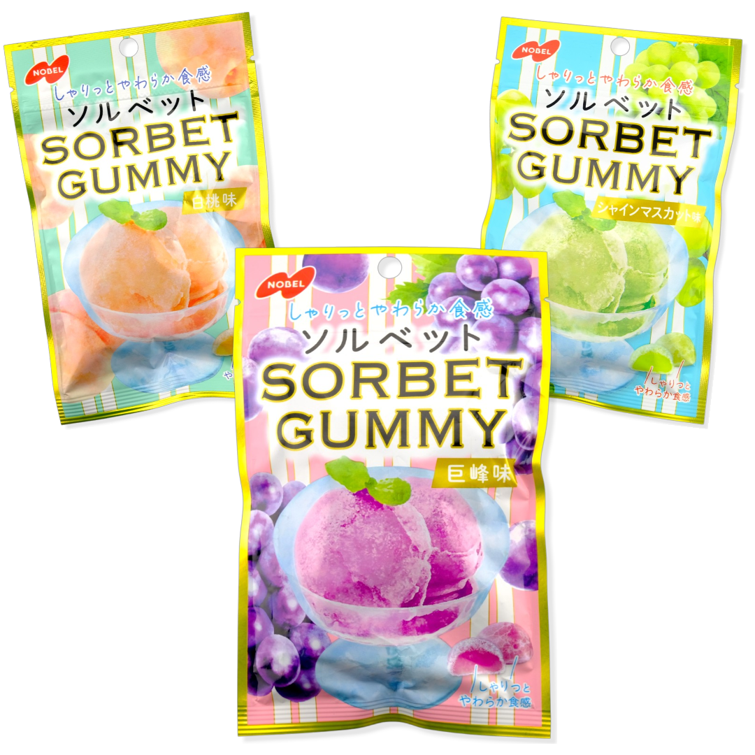 Nobel Sorbet Gummy Bundle ✦ Peach, Muscat, & Kyoho Grape ✦ Japanese Candy