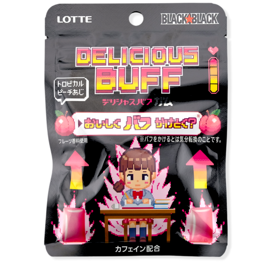 Lotte BLACK x BLACK Caffeine Gum ✦ Tropical Peach ✦ Japanese Candy