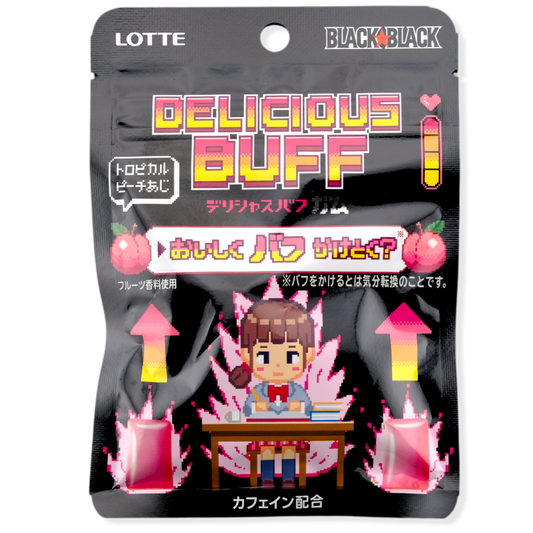 Lotte BLACK x BLACK Caffeine Gum ✦ Tropical Peach ✦ Japanese Candy