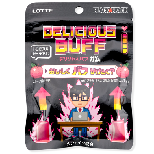 Lotte BLACK x BLACK Caffeine Gum ✦ Tropical Peach ✦ Japanese Candy