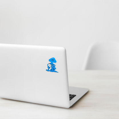Buddies Blue Alien White Kitten ✦ B-Side Label Sticker on laptop