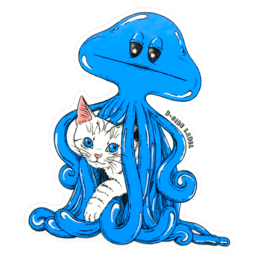 Buddies Blue Alien White Kitten ✦ B-Side Label Sticker