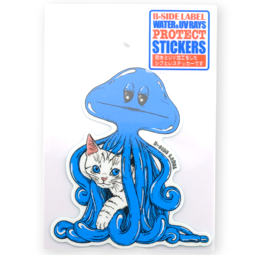 Buddies Blue Alien White Kitten ✦ B-Side Label Sticker — original packaging