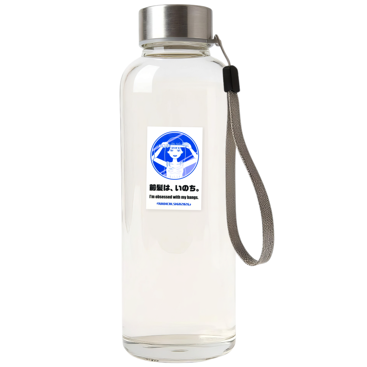 Hair-Bangs-Obsessed Japanese Girl ✦ Sticker ✦ B-Side Label Sticker on bottle