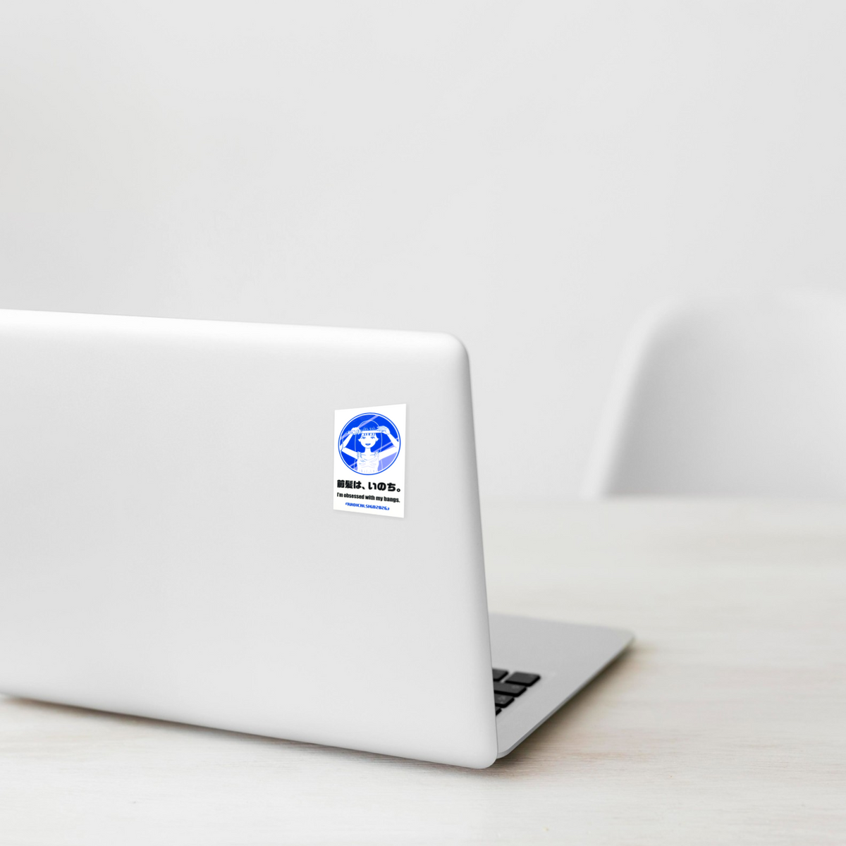 Hair-Bangs-Obsessed Japanese Girl ✦ Sticker ✦ B-Side Label Sticker on laptop