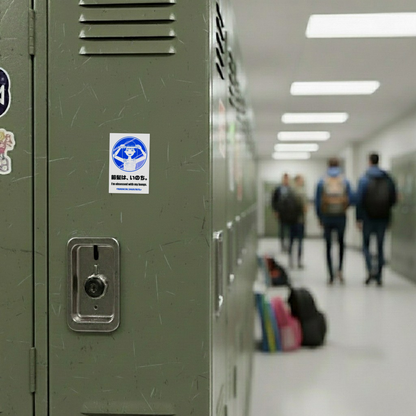 Hair-Bangs-Obsessed Japanese Girl ✦ Sticker ✦ B-Side Label Sticker on locker
