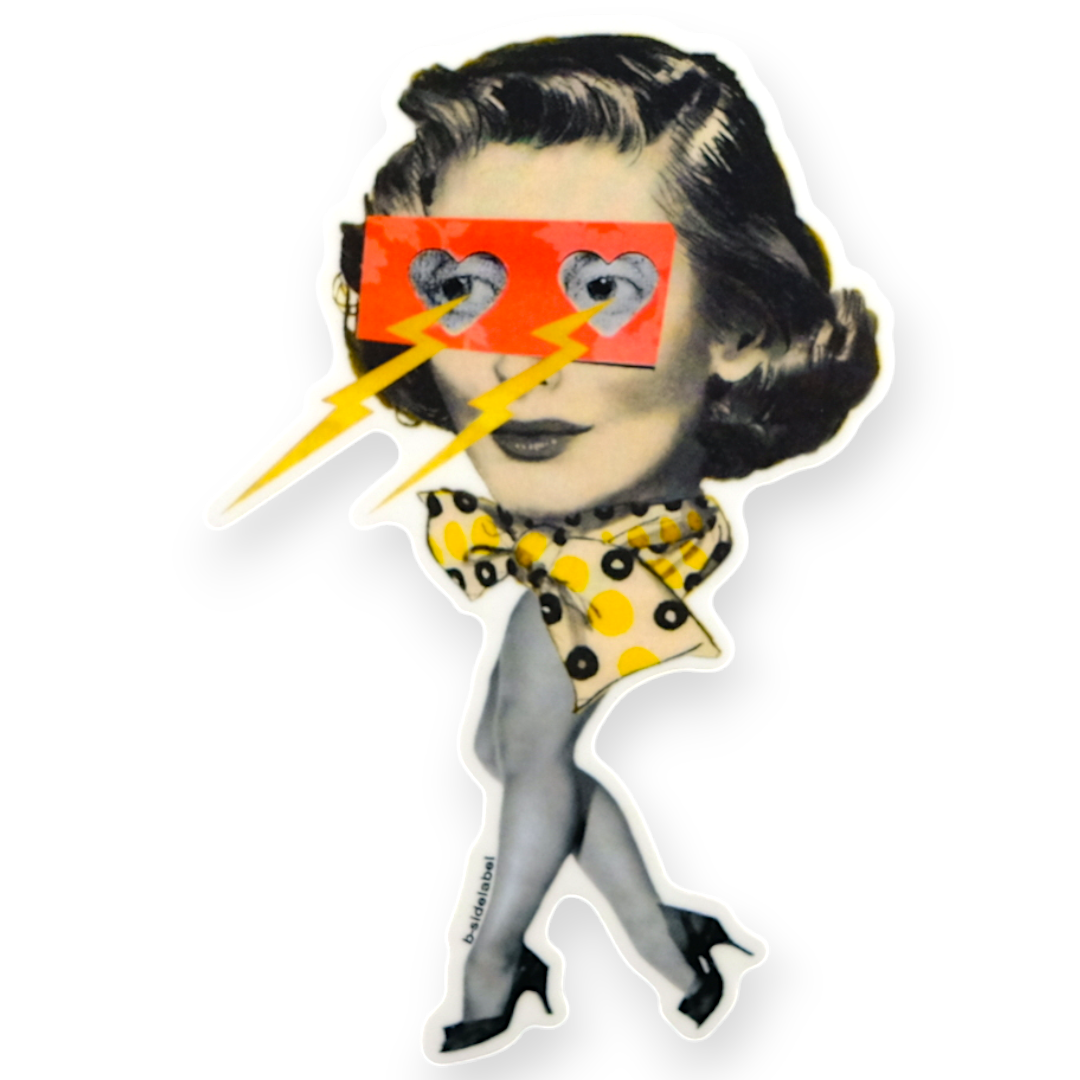 Retro Lightning Eyes Woman ✦ B-Side Label Sticker