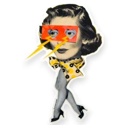Retro Lightning Eyes Woman ✦ B-Side Label Sticker