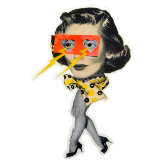 Retro Lightning Eyes Woman ✦ B-Side Label Sticker