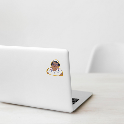 Retro Nurse with Glasses ✦ B-Side Label Sticker — laptop view
