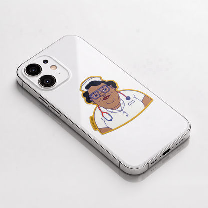 Retro Nurse with Glasses ✦ B-Side Label Sticker — phone view