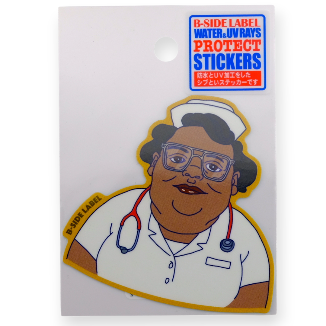 Retro Nurse with Glasses ✦ B-Side Label Sticker — sleeved view