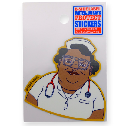 Retro Nurse with Glasses ✦ B-Side Label Sticker — sleeved view
