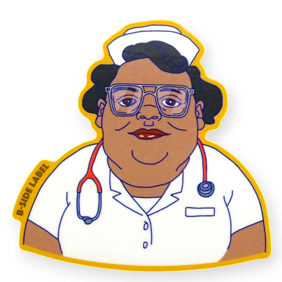 Retro Nurse with Glasses ✦ B-Side Label Sticker