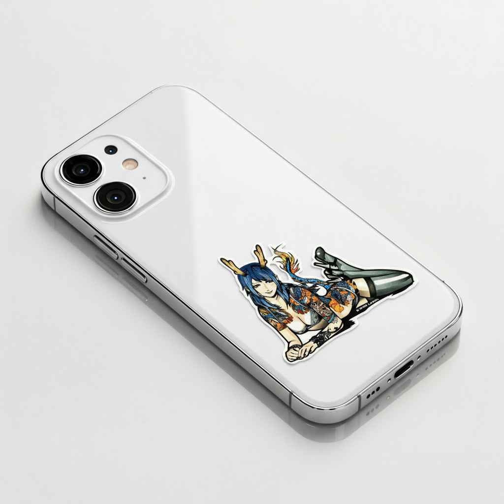 Tattooed Dragon Girl ✦ B-Side Label Sticker