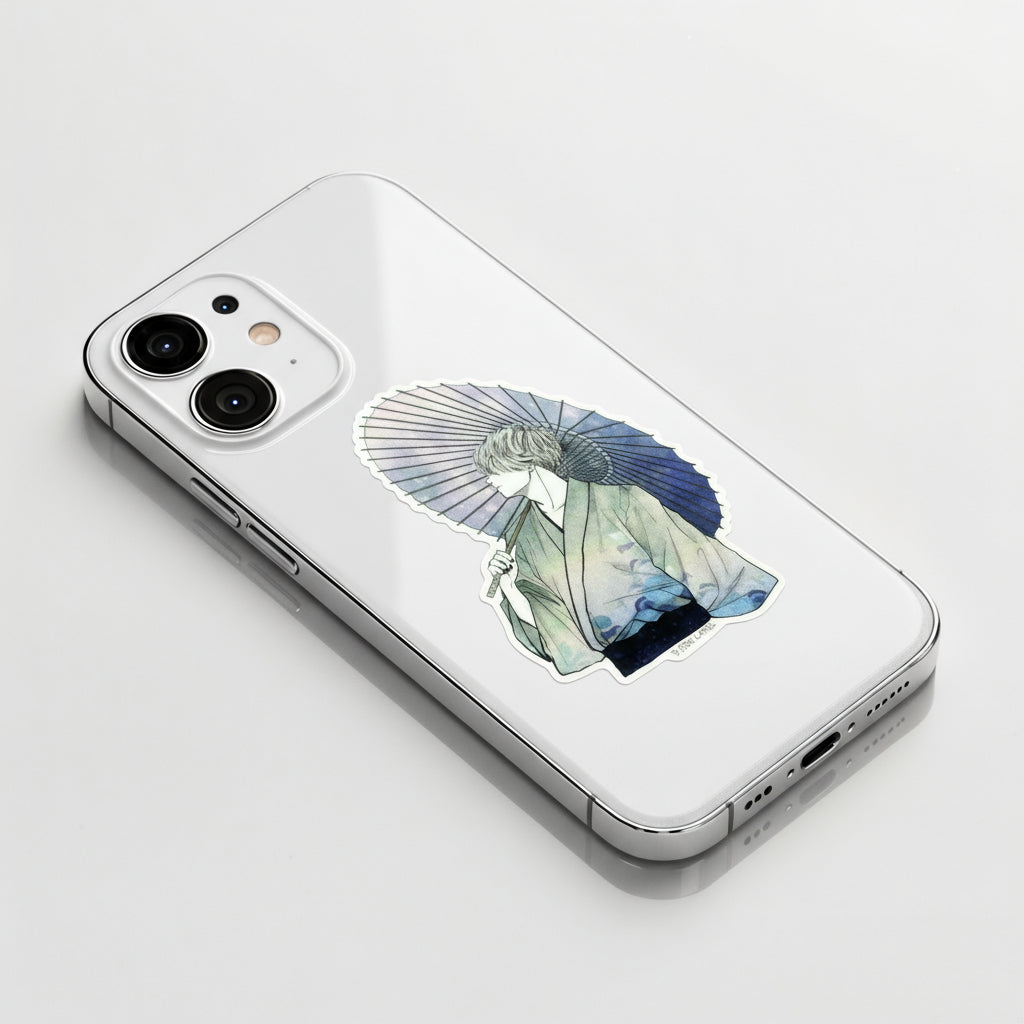 Silver Hair Umbrella Boy ✦ B-Side Label Sticker