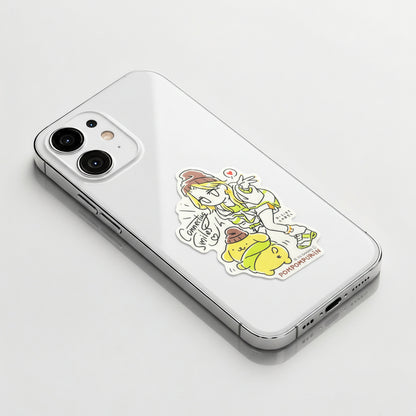 Sanrio Pompompurin y chica ✦ Pegatina B-Side Label