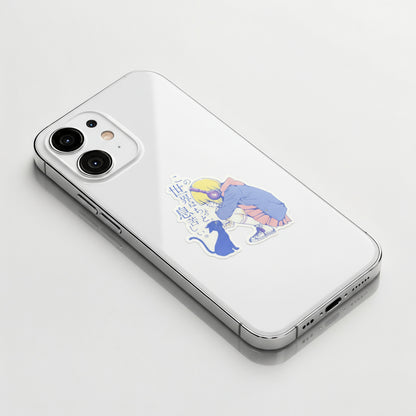 Cat, Girl & Headphones ✦ B-Side Label Sticker