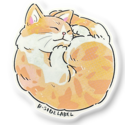 Cute Brown Balled Up Cat sticker — original IMG_2930