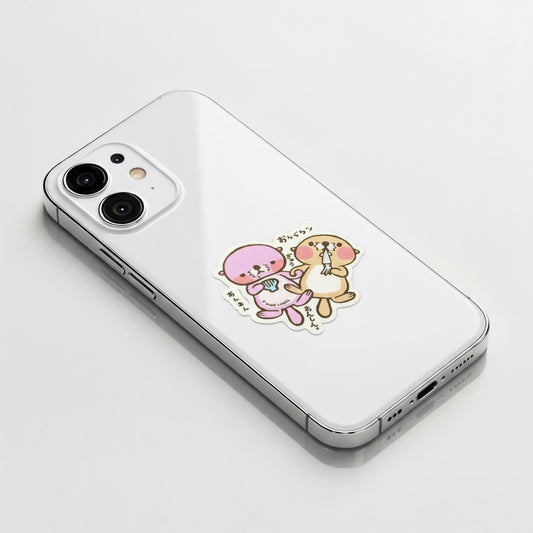 Cute Otter Couple ✦ B-Side Label Sticker