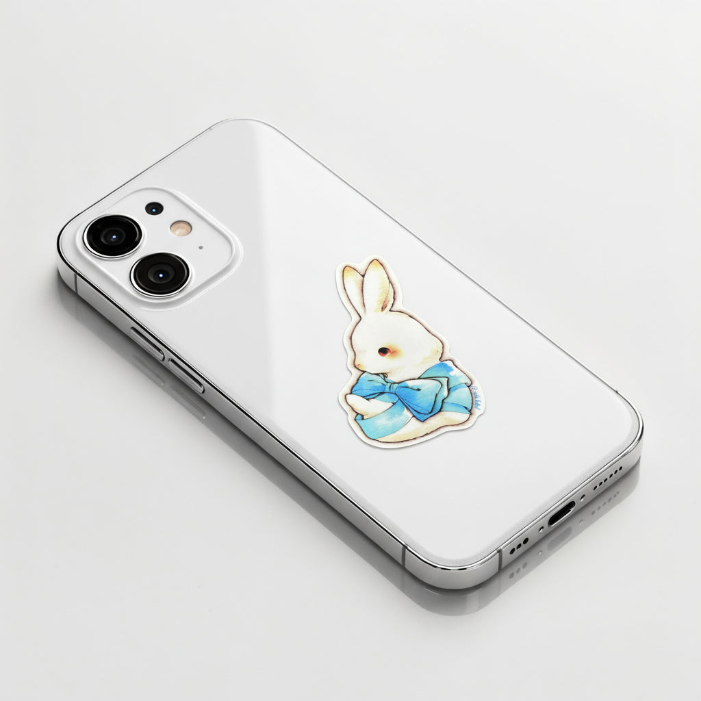 Fluffy Bunny Blue Ribbon  ✦ B-Side Label Sticker