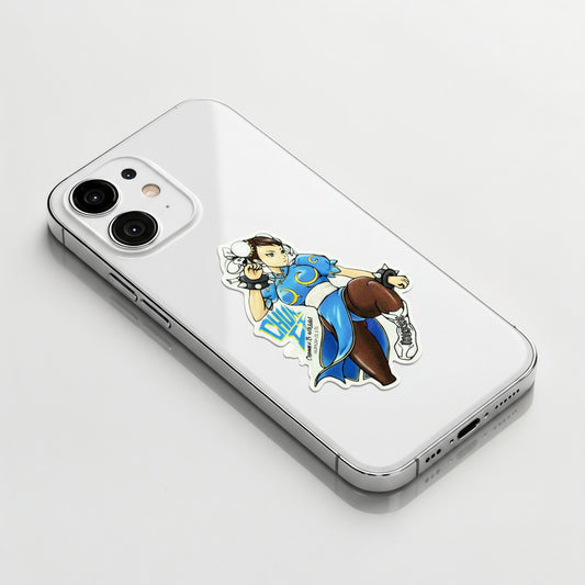 Street Fighter Chun-Li (Patada) ✦ Pegatina B-Side Label