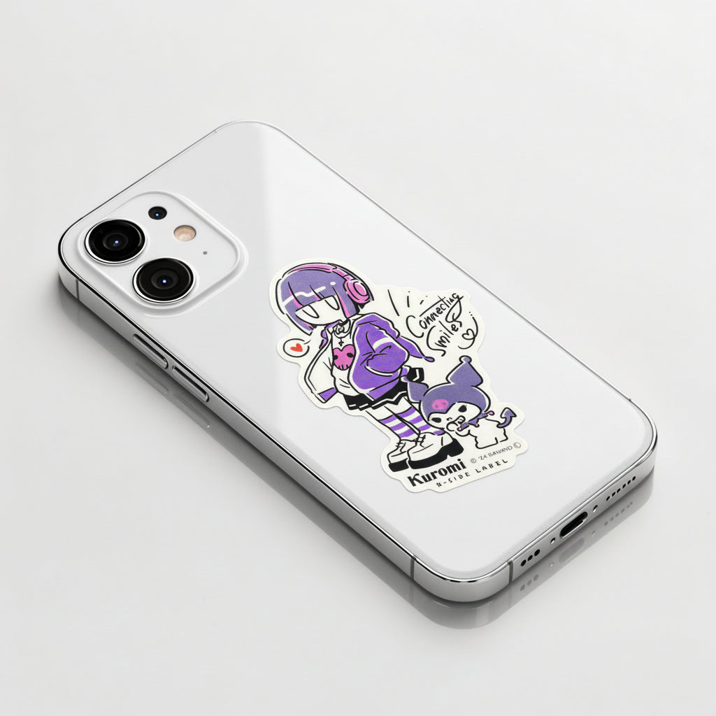 Sanrio Kuromi y niña ✦ Pegatina B-Side Label