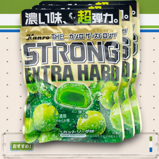 Kanro ✦ STRONG Extra Harte Fruchtgummis ✦ Muskateller-Soda