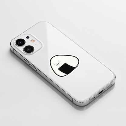 Cute Riceball Onigiri ✦ B-Side Label Sticker shown on a white iPhone; illustrative placement, not to scale.
