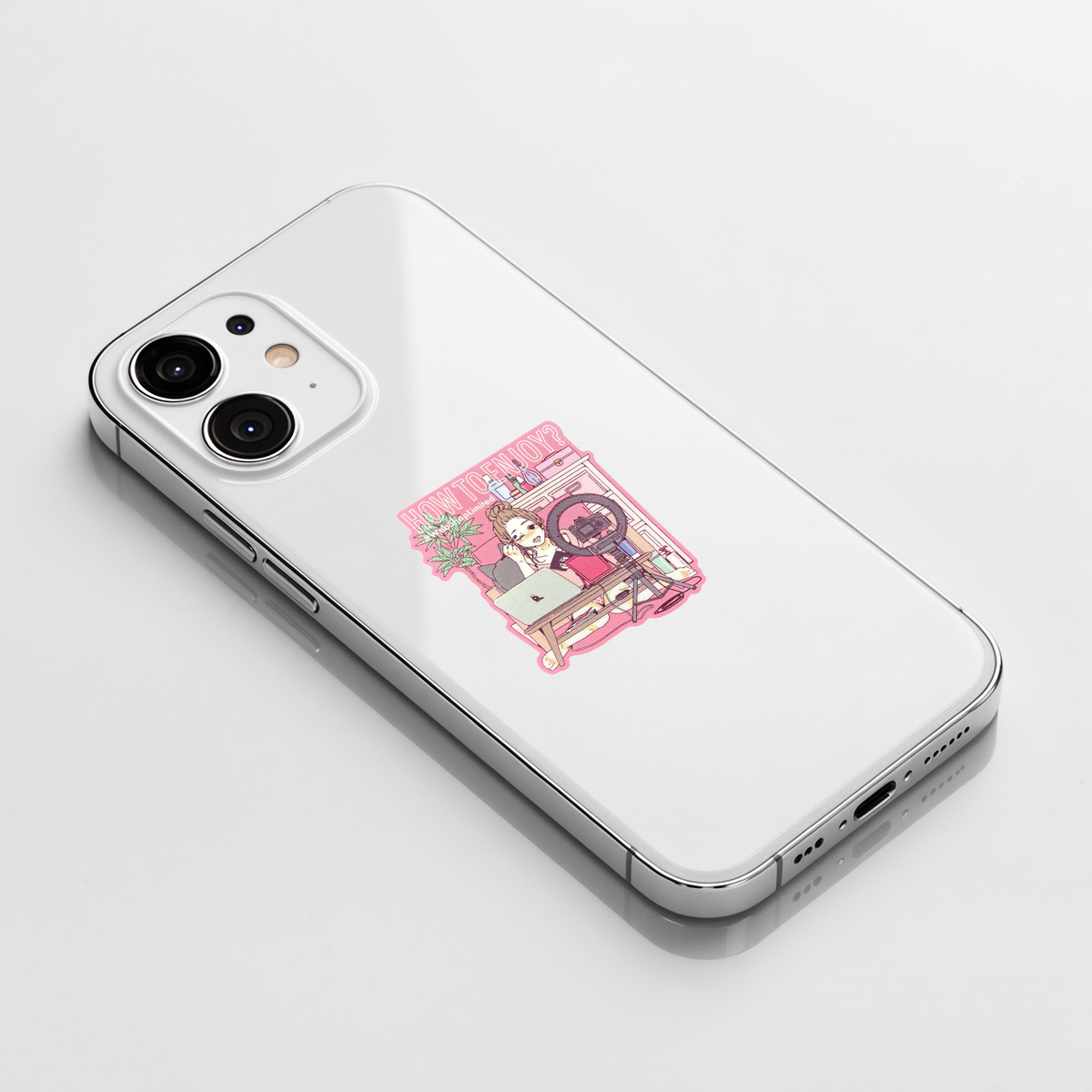 Live Stream Makeup Girl sticker shown on a white iPhone; illustrative placement, not to scale.
