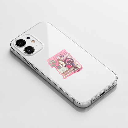Live Stream Makeup Girl sticker shown on a white iPhone; illustrative placement, not to scale.