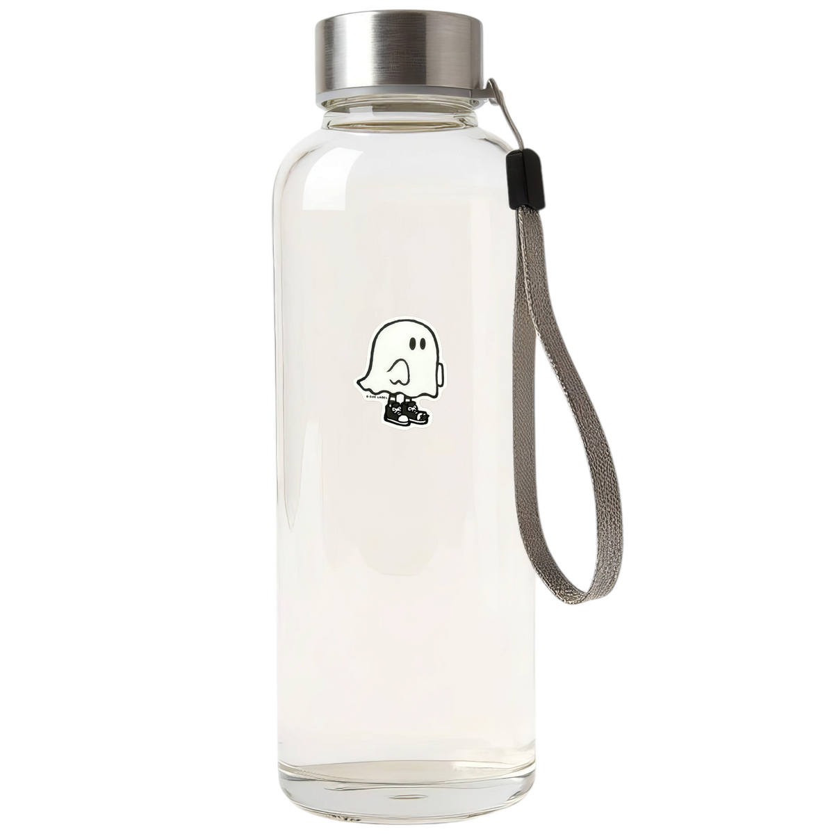 Cute Baby Ghost sticker on bottle — Shopify Small PhotoRoom template, verified original Ghost photograph