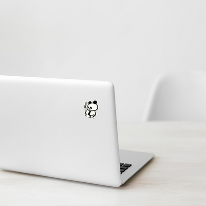 Cute Baby Panda ✦ B-Side Label Sticker on laptop — Shopify Small PhotoRoom template, corrected original photograph visually verified