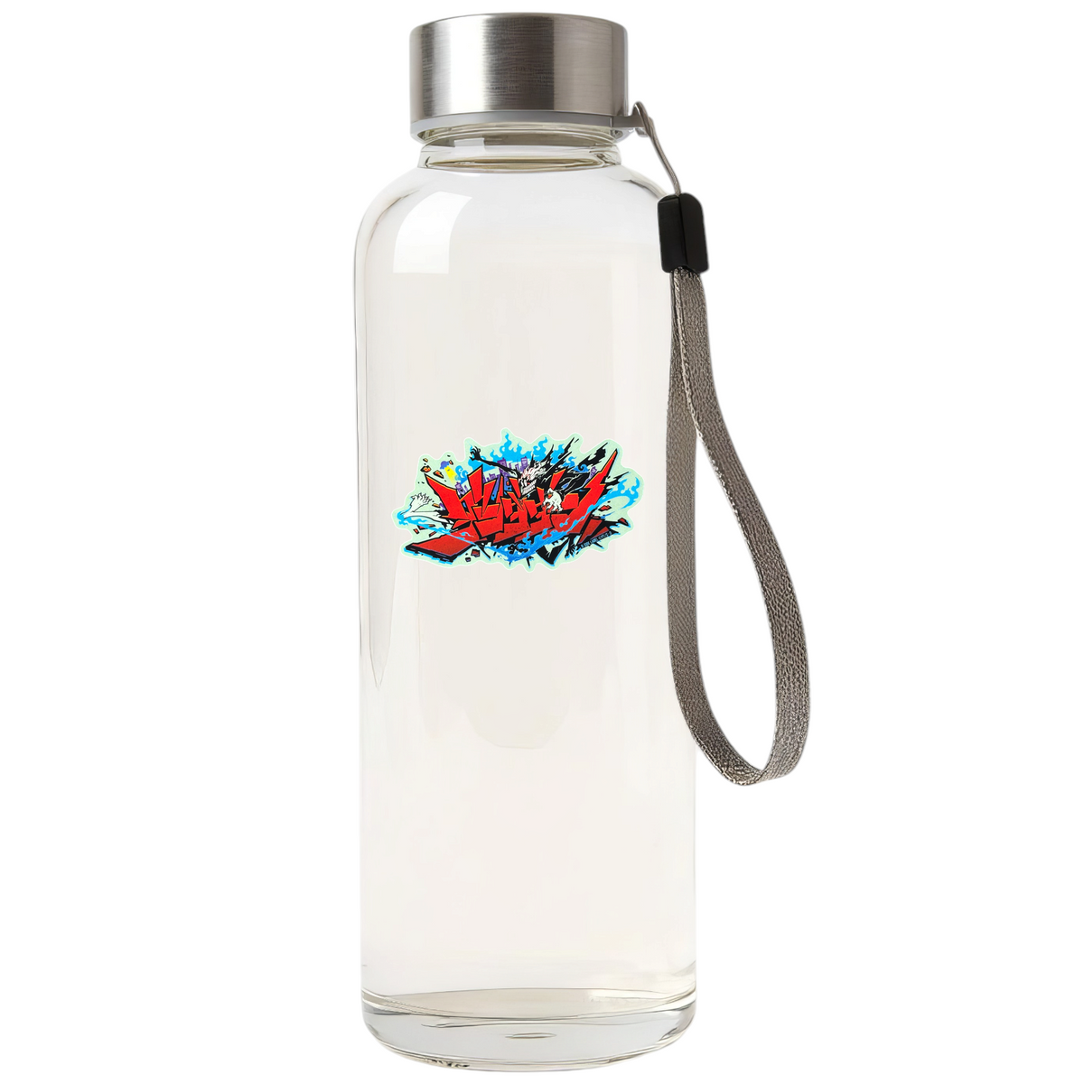 DanDaDan Title Logo ✦ B-Side Label Sticker on bottle — Shopify Medium PhotoRoom template, orientation corrected from verified original photograph