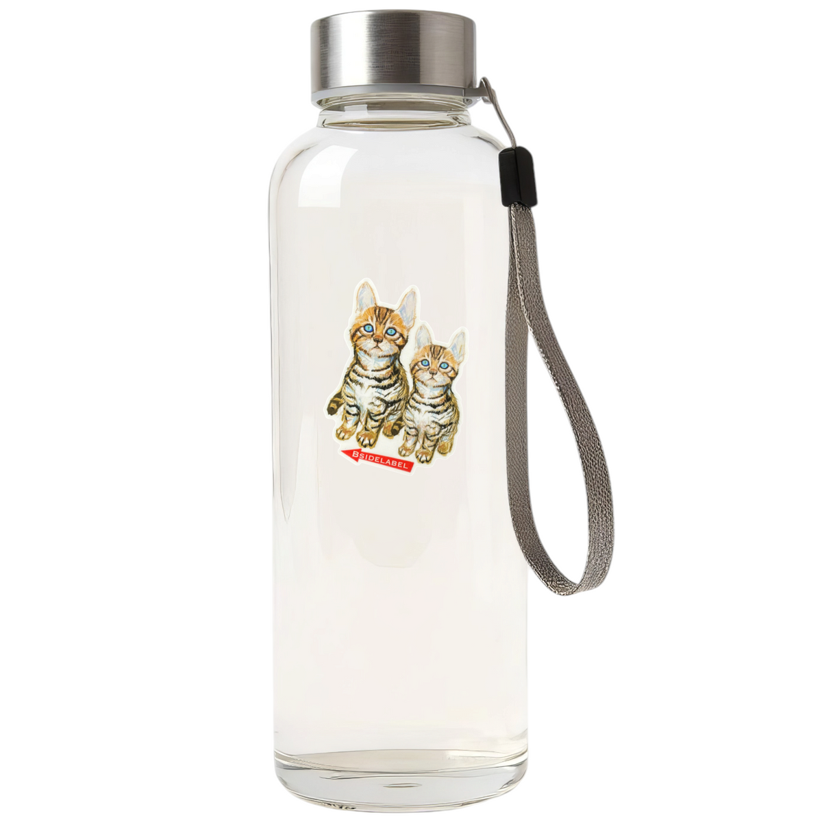 Cute Cats Looking Up ✦ B-Side Label Sticker on bottle — Shopify Medium PhotoRoom template, orientation corrected from verified original photograph