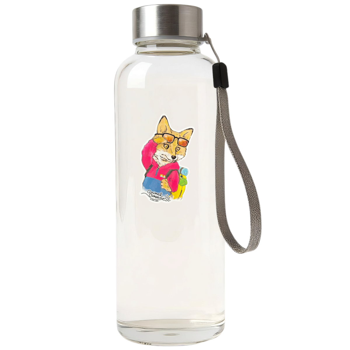 Cute Fox Camper ✦ B-Side Label Sticker on bottle — Shopify Medium PhotoRoom template, orientation corrected from verified original photograph