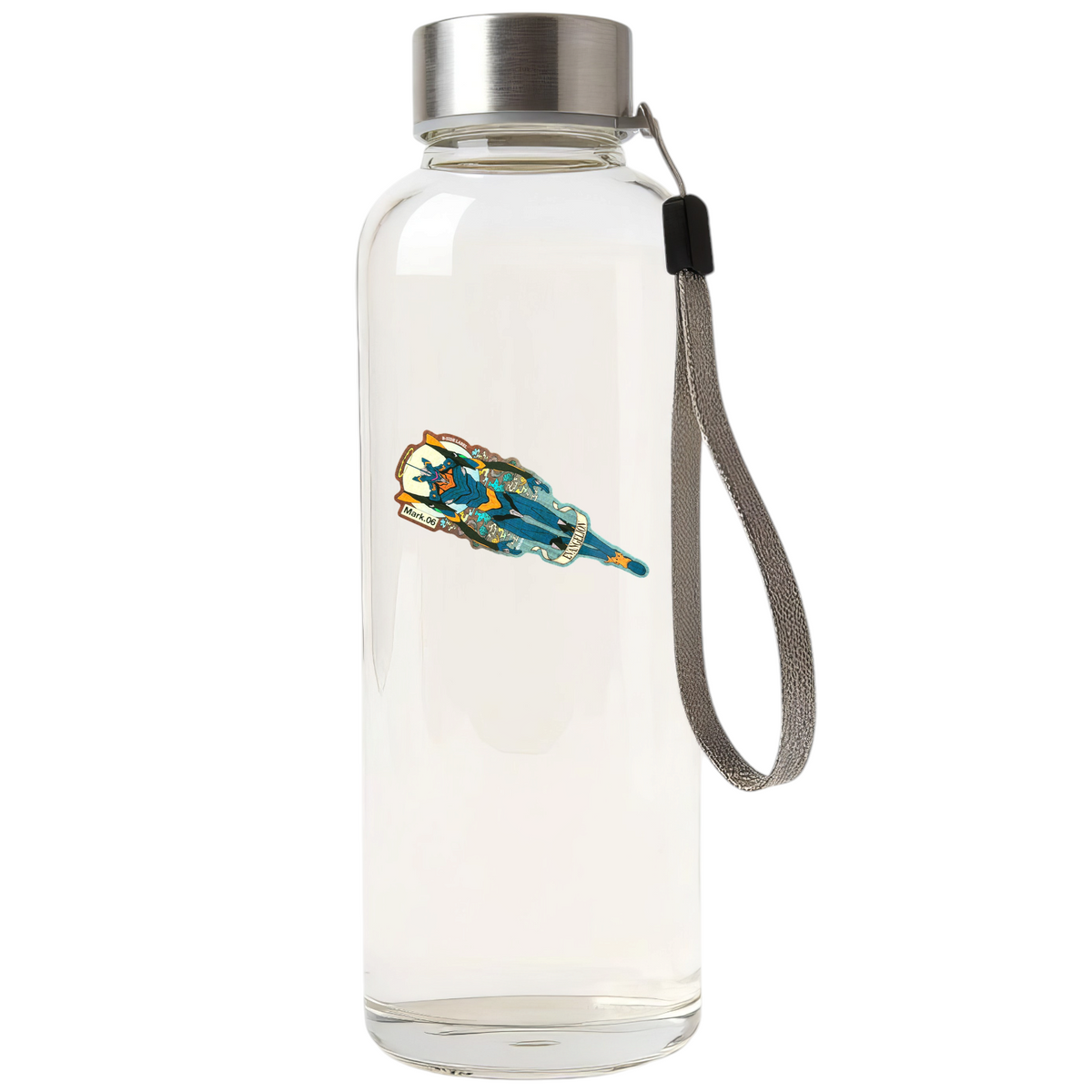 Evangelion Eva Mark.06 sticker on bottle — Shopify Medium PhotoRoom template, orientation corrected from verified original photograph
