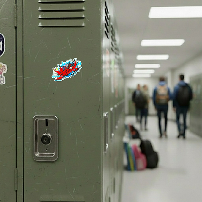 DanDaDan Title Logo ✦ B-Side Label Sticker on locker — Shopify Medium PhotoRoom template, orientation corrected from verified original photograph