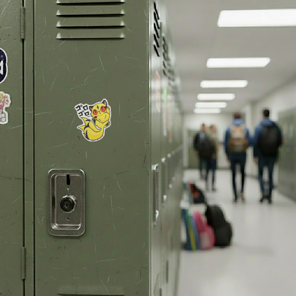 Inuyasha Mica ✦ B-Side Label Sticker on locker — Shopify Medium PhotoRoom template, orientation corrected from verified original photograph