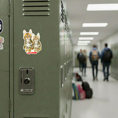 Cute Cats Looking Up ✦ B-Side Label Sticker on locker — Shopify Medium PhotoRoom template, orientation corrected from verified original photograph