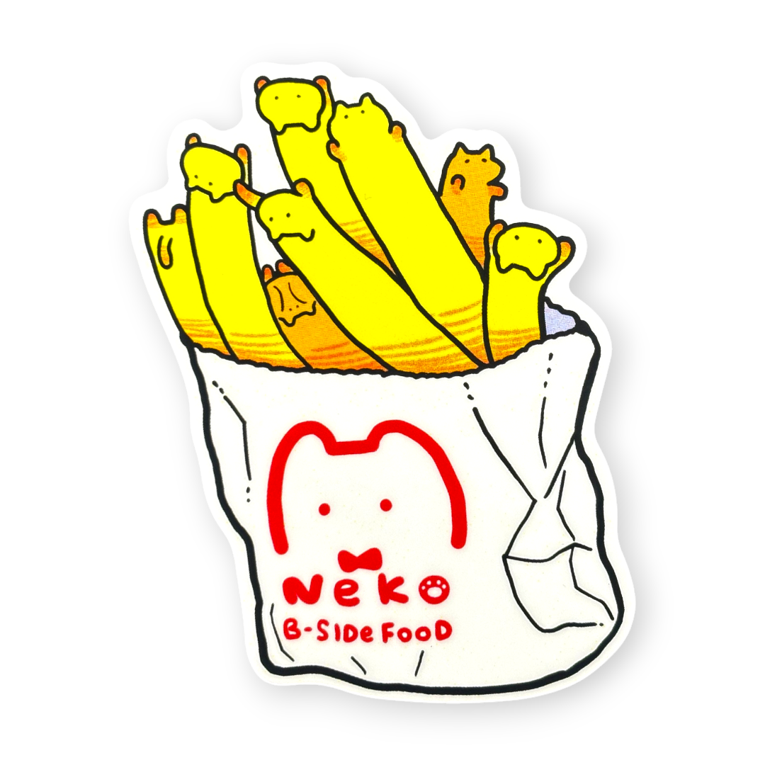 Kitten French Fries ✦ B-Side Label Sticker — verified original photograph, current PhotoRoom main template with adjusted border and shadow clearance